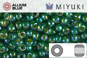 MIYUKI Round Rocailles Seed Beads (RR8-0354) 8/0 Large - Emerald Lined Aqua - Click Image to Close