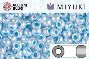 MIYUKI Round Rocailles Seed Beads (RR8-0430) 8/0 Large - Aqua Lined White Pearl - Click Image to Close