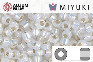 MIYUKI Round Rocailles Seed Beads (RR8-0551) 8/0 Large - GiLight Lined White Opal - Click Image to Close