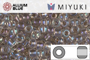 MIYUKI Round Rocailles Seed Beads (RR8-2195) 8/0 Large - Taupe Lined Crystal AB - Click Image to Close