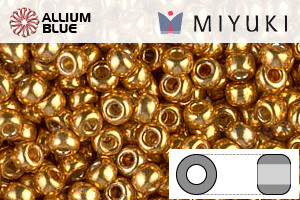 MIYUKI Round Rocailles Seed Beads (RR8-4203) 8/0 Large - DURACOAT Galvanized Yellow Gold