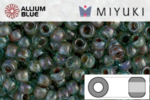 MIYUKI Round Rocailles Seed Beads (RR8-4506) 8/0 Large - Transparent Sea Foam Picasso - Click Image to Close