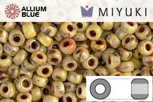 MIYUKI Round Rocailles Seed Beads (RR8-4512) 8/0 Large - Opaque Yellow Picasso - Click Image to Close