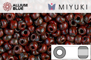 MIYUKI Round Rocailles Seed Beads (RR8-4513) 8/0 Large - Opaque Red Picasso - Click Image to Close