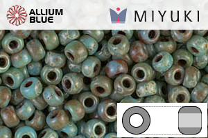 MIYUKI Round Rocailles Seed Beads (RR8-4514) 8/0 Large - Opaque Turquoise Blue Picasso - Click Image to Close
