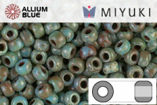 MIYUKI Round Rocailles Seed Beads (RR8-4514) 8/0 Large - Opaque Turquoise Blue Picasso