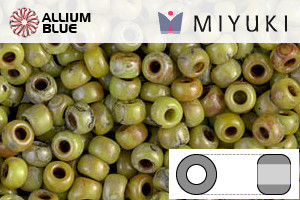 MIYUKI Round Rocailles Seed Beads (RR8-4515) 8/0 Large - Opqaue Chartreuse Picasso