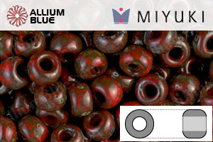 MIYUKI Round Rocailles Seed Beads (RR6-4513) 6/0 Extra Large - Opaque Red Picasso - 关闭视窗 >> 可点击图片