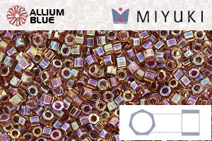 MIYUKI Delica® Seed Beads (DBC0088) 11/0 Hex Cut - Berry Lined Light Topaz AB - 關閉視窗 >> 可點擊圖片