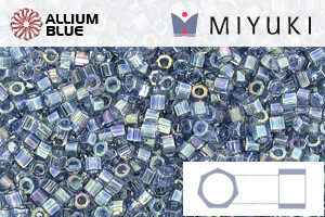 MIYUKI Delica® Seed Beads (DBC0111) 11/0 Hex Cut - Transparent Blue Gray Rainbow Gold Luster - Click Image to Close