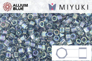 MIYUKI Delica® Seed Beads (DBMC0111) 10/0 Hex Cut Medium - Transparent Blue Gray Rainbow Gold Luster - 關閉視窗 >> 可點擊圖片