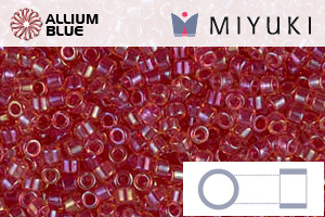 MIYUKI Delica® Seed Beads (DB0062) 11/0 Round - Light Cranberry Lined Topaz Luster - Click Image to Close