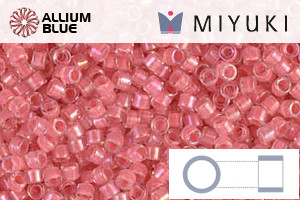 MIYUKI Delica® Seed Beads (DB0070) 11/0 Round - Coral Lined Crystal Luster - Click Image to Close