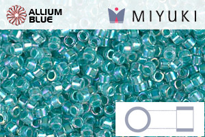 MIYUKI Delica® Seed Beads (DB0079) 11/0 Round - Turquoise Green Lined Crystal AB - Haga Click en la Imagen para Cerrar
