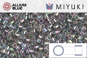 MIYUKI Delica® Seed Beads (DB0107) 11/0 Round - Transparent Gray Rainbow Gold Luster - Click Image to Close