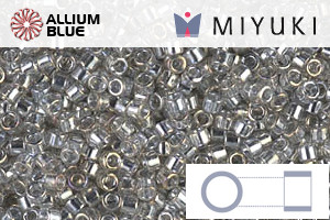 MIYUKI Delica® Seed Beads (DB0114) 11/0 Round - Transparent Silver Gray Gold Luster