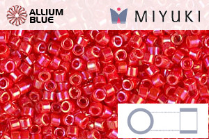 MIYUKI Delica® Seed Beads (DB0159) 11/0 Round - Opaque Vermillion Red AB