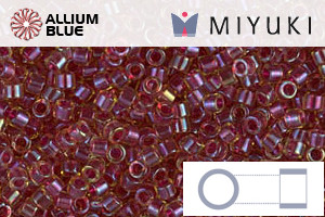 MIYUKI Delica® Seed Beads (DB0282) 11/0 Round - Cranberry Lined Light Topaz Luster - Click Image to Close