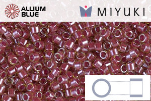 MIYUKI Delica® Seed Beads (DB0283) 11/0 Round - Cranberry Lined Peridot Luster - Click Image to Close