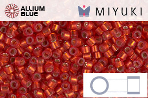 MIYUKI Delica® Seed Beads (DB0683) 11/0 Round - Dyed Semi-matte Silver Lined Red Orange
