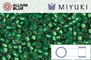 MIYUKI Delica® Seed Beads (DB0688) 11/0 Round - Dyed Semi-matte Silver Lined Green - 關閉視窗 >> 可點擊圖片