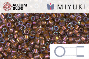 MIYUKI Delica® Seed Beads (DB1692) 11/0 Round - Silver Lined Glazed Dark Honey AB - Click Image to Close