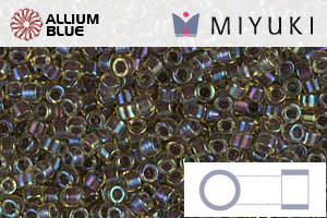 MIYUKI Delica® Seed Beads (DB1740) 11/0 Round - Dark Amethyst Lined Chartreuse AB