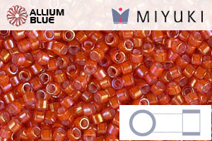 MIYUKI Delica® Seed Beads (DB1780) 11/0 Round - White Lined Flame Red AB - 關閉視窗 >> 可點擊圖片