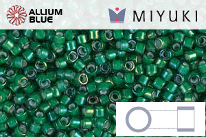 MIYUKI Delica® Seed Beads (DB1788) 11/0 Round - White Lined Emerald AB - 关闭视窗 >> 可点击图片