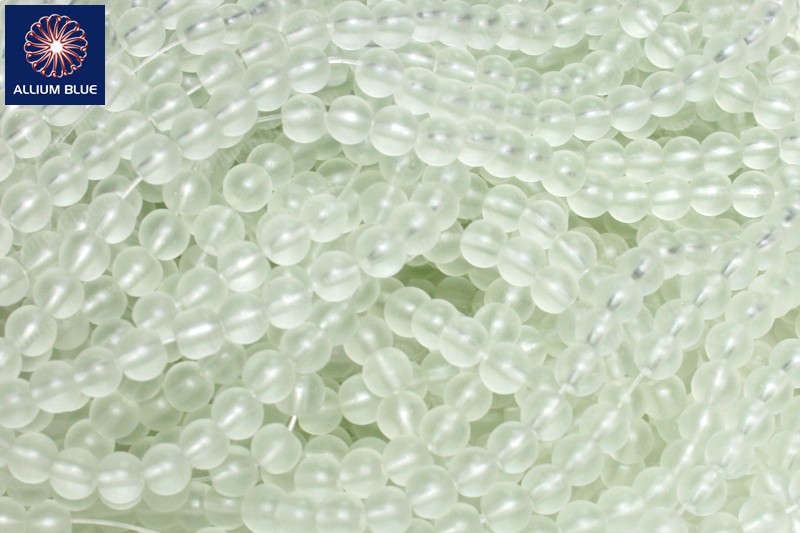 Glass Beads Strand, Glass, White (Frosted), 6mm - Click Image to Close