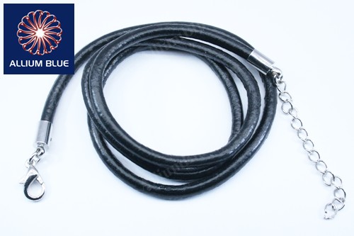 Leather Chain, 3mm Diameter Necklace, Leather, Black, 18inch - 关闭视窗 >> 可点击图片