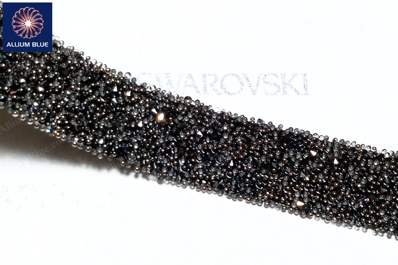 Swarovski Crystal Fabric Banding Hotfix (57000), With Stones in 0.7mm - Crystal Metallic Light Gold on 1cm Black Banding - 關閉視窗 >> 可點擊圖片